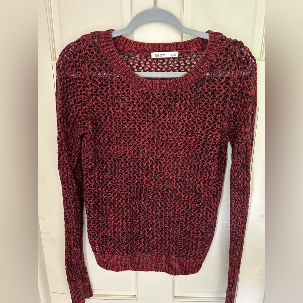 Old Navy Red and Blue Open Stitch Sweater